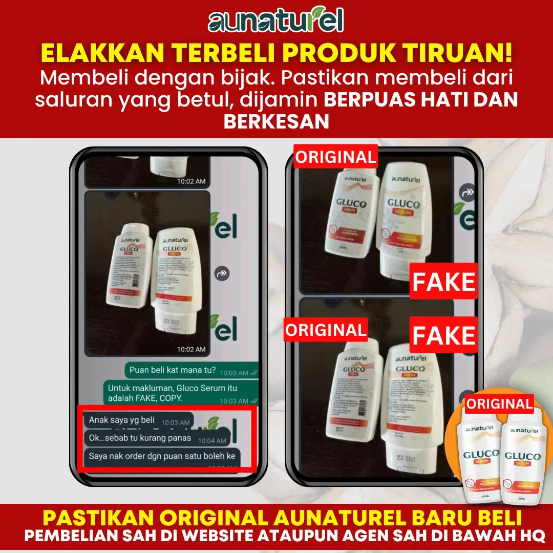 Perbandingan Gluco Serum ORIGINAL vs produk TIRUAN